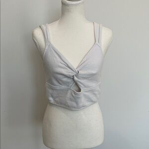 Madewell White Twist-Knot Crop Top
